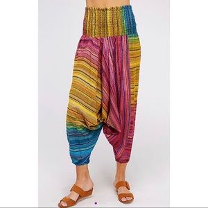 NWOT Rainbow Stripe Harem Pants